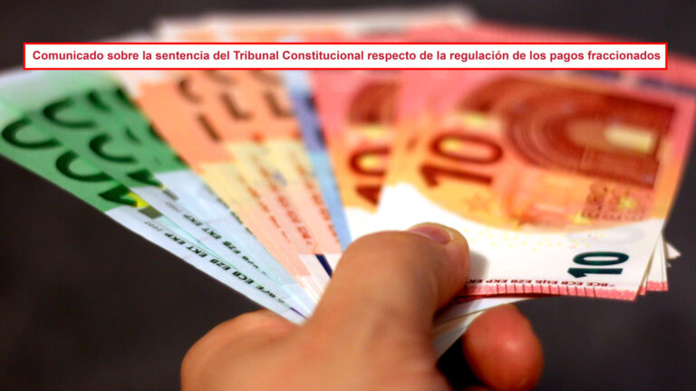 Comunicado sobre la sentencia del Tribunal Constitucional respecto de la regulación de los pagos fraccionados