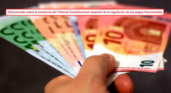 Comunicado sobre la sentencia del Tribunal Constitucional respecto de la regulación de los pagos fraccionados
