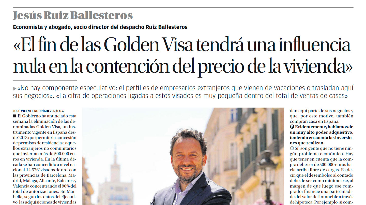 Portada Fin De Las Golden Visa La Opinion De Malaga