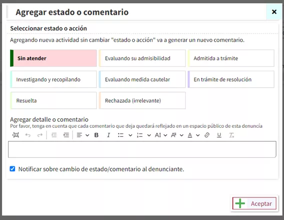 Estados De La Denuncia